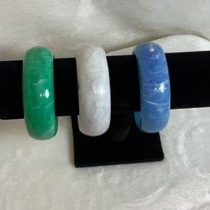 Vintage plastic bangle bracelets made in Hong Kong